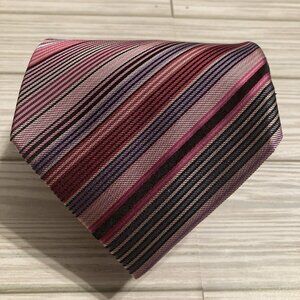 Geoffrey Beene Men's Repp Tie Multicolored Diagonal Striped 100% Silk